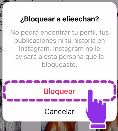 Confirmar bloqueo de cuenta en instagram